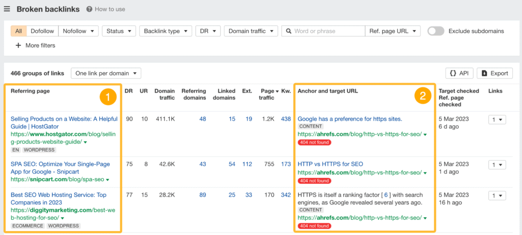 ahrefs - Content Author Cross-reference both reports to spot external links pointing to dead pages. While GSC won’t catch every broken backlink, it’s a free and reliable place to begin.